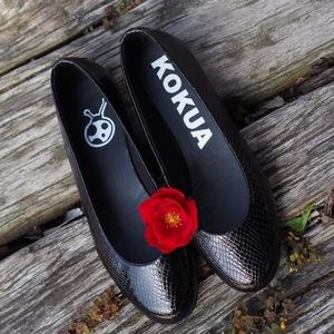 Black Snake Skin Ballet Flats